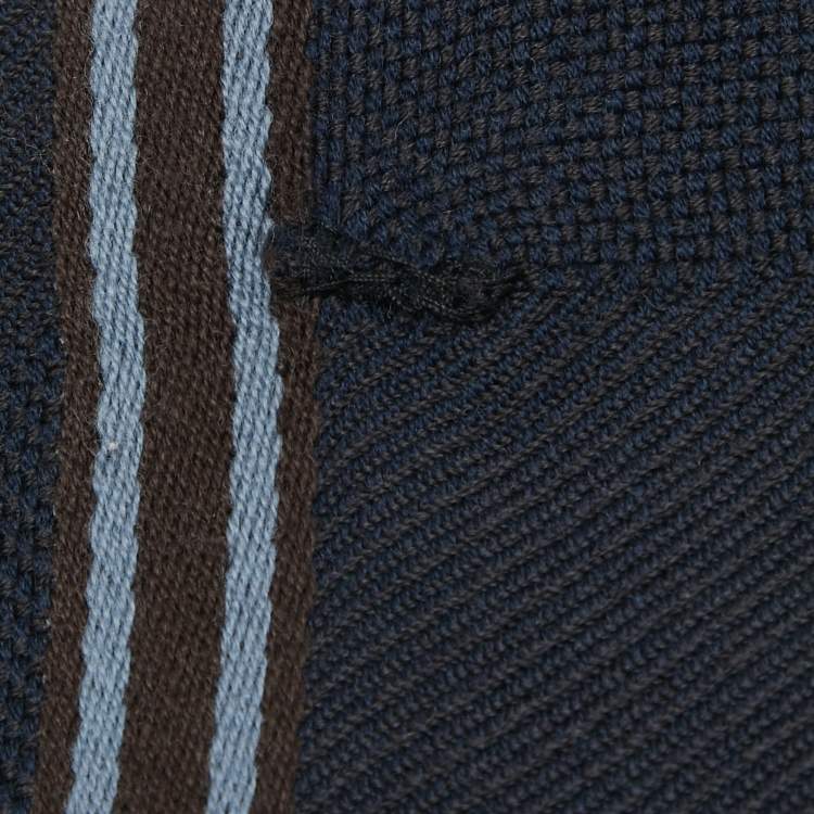 Pre Owned Louis Vuitton Navy Blue Damier Geant Wool Messager Scarf 