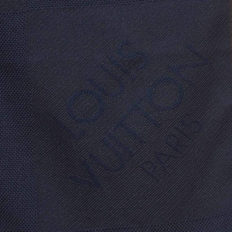 Pre Owned Louis Vuitton Navy Blue Damier Geant Wool Messager Scarf 