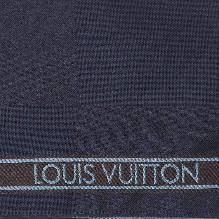 Pre Owned Louis Vuitton Navy Blue Damier Geant Wool Messager Scarf 