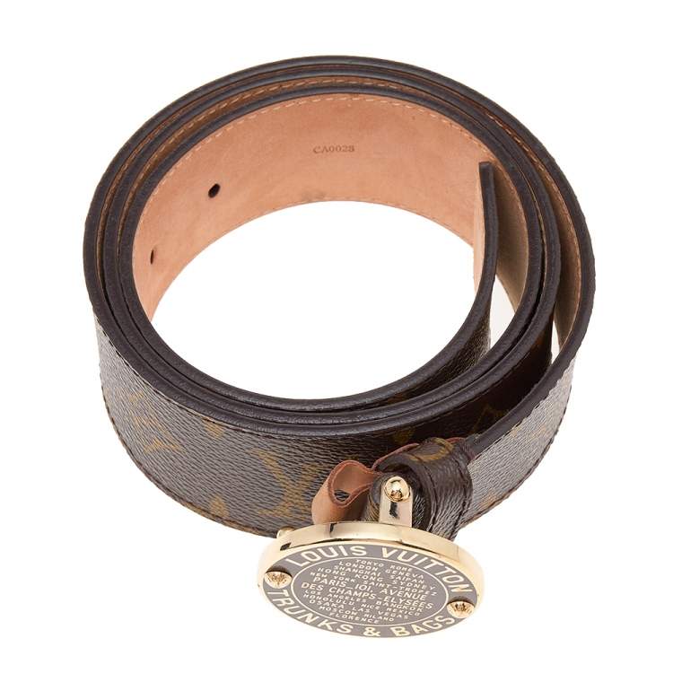 Pre Owned Louis Vuitton Monogram Canvas Trunks and Bags Round Buckle Belt 90 CM