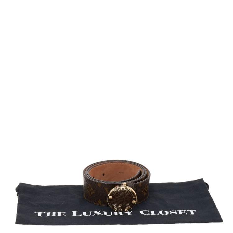 Pre Owned Louis Vuitton Monogram Canvas Trunks and Bags Round Buckle Belt 90 CM