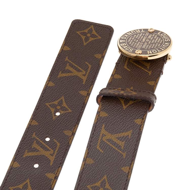 Pre Owned Louis Vuitton Monogram Canvas Trunks and Bags Round Buckle Belt 90 CM