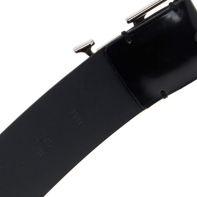 Pre Owned Louis Vuitton Black Leather Neogram Belt 75 CM