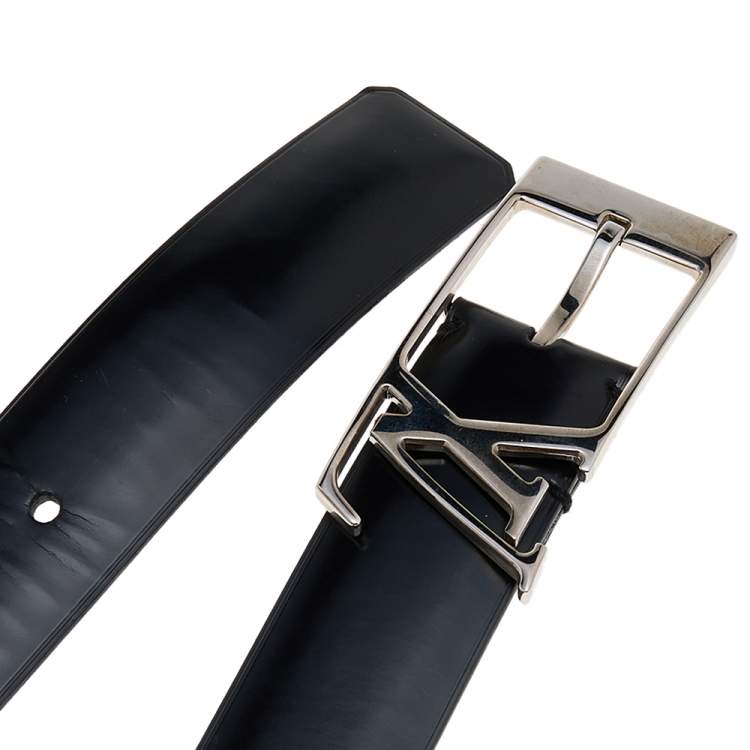 Pre Owned Louis Vuitton Black Leather Neogram Belt 75 CM