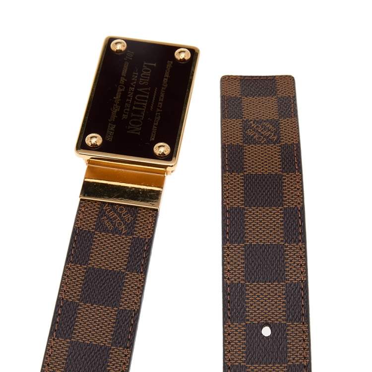 Pre Owned Louis Vuitton Damier Ebene Canvas Inventeur Reversible Belt 95 CM