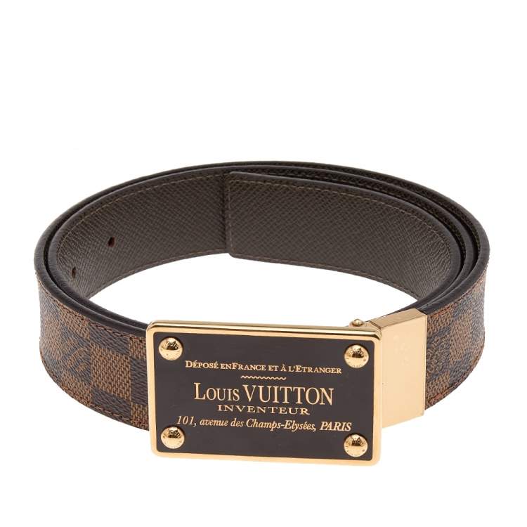 Louis Vuitton Gold Buckle Damier Belt Genuine Leather Black, Men's