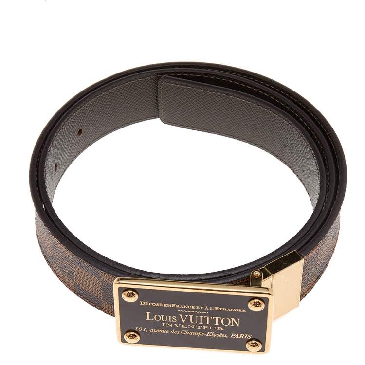Pre Owned Louis Vuitton Damier Ebene Canvas Inventeur Reversible Belt 95 CM