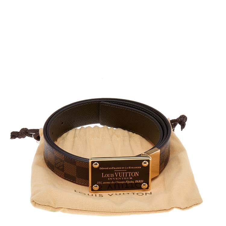 Pre Owned Louis Vuitton Damier Ebene Canvas Inventeur Reversible Belt 95 CM
