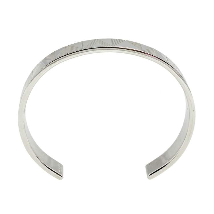 Pre Owned Louis Vuitton Silver Tone Shadow V Open Cuff Bracelet
