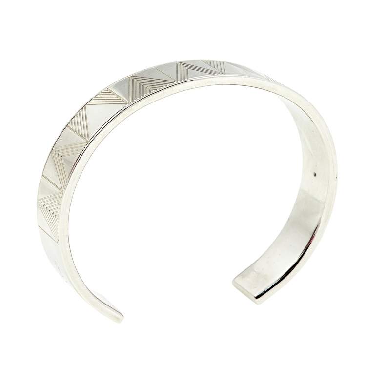 Louis Vuitton Silver Tone Shadow V Open Cuff Bracelet Louis
