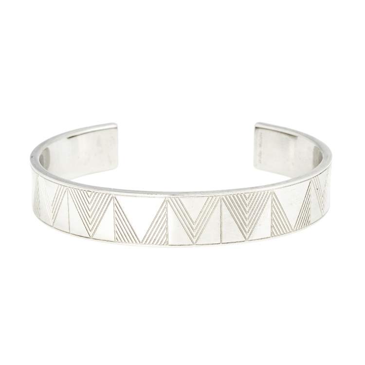 Pre Owned Louis Vuitton Silver Tone Shadow V Open Cuff Bracelet