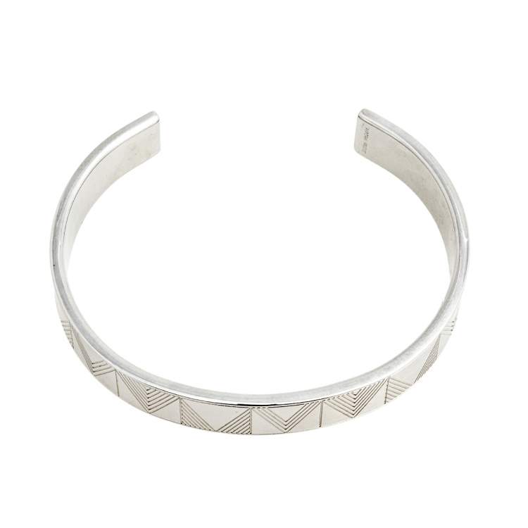 Pre Owned Louis Vuitton Silver Tone Shadow V Open Cuff Bracelet