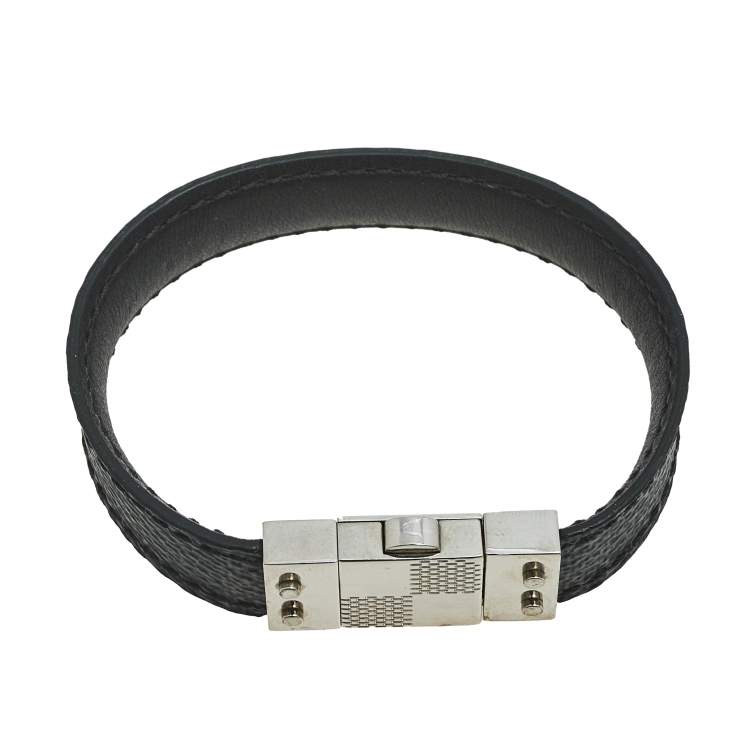 Pre Owned Louis Vuitton Check It Damier Graphite Leather Bracelet 