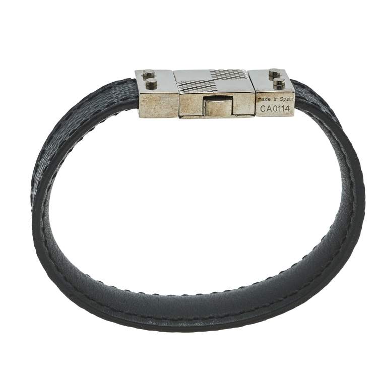 Pre Owned Louis Vuitton Check It Damier Graphite Leather Bracelet 