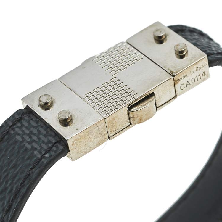Pre Owned Louis Vuitton Check It Damier Graphite Leather Bracelet 