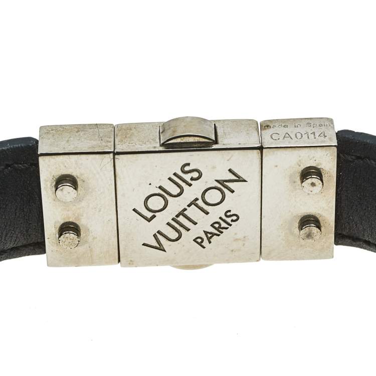 Pre Owned Louis Vuitton Check It Damier Graphite Leather Bracelet 