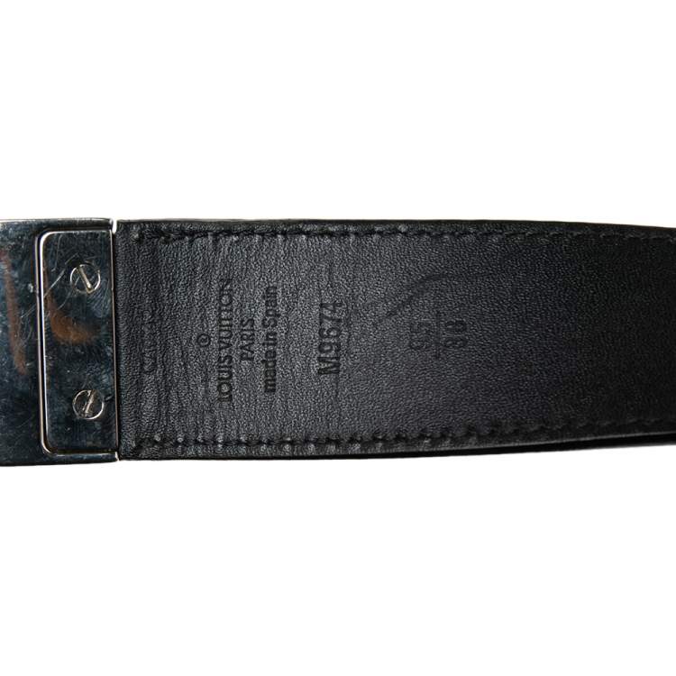Pre Owned Louis Vuitton Black Damier Embossed Leather Reversible Boston Belt 95CM