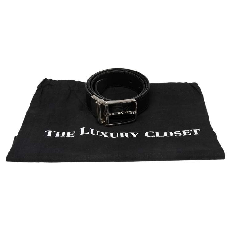 Pre Owned Louis Vuitton Black Damier Embossed Leather Reversible Boston Belt 95CM