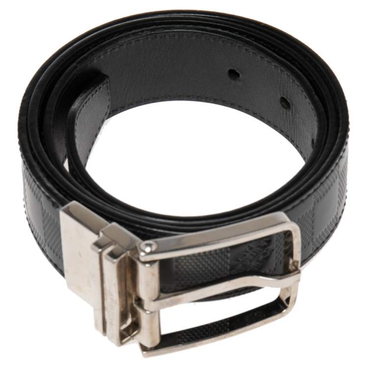 Pre Owned Louis Vuitton Black Damier Embossed Leather Reversible Boston Belt 95CM