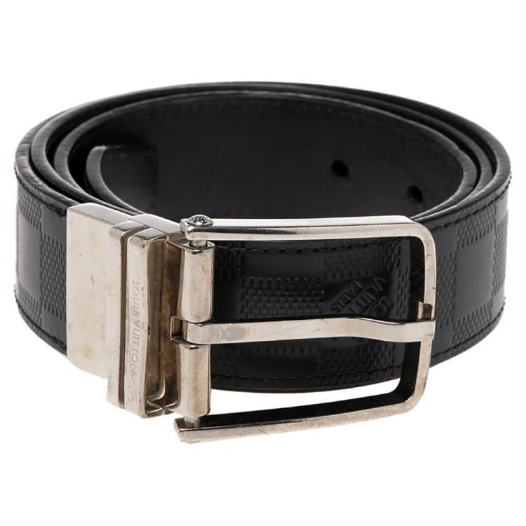 Louis Vuitton Black Damier Embossed Leather Reversible Boston Belt