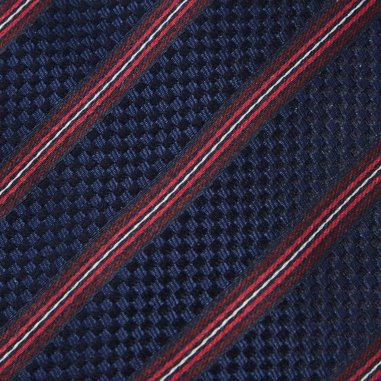 Louis Vuitton Blue & Red Diagonal Striped Silk Tie Louis Vuitton
