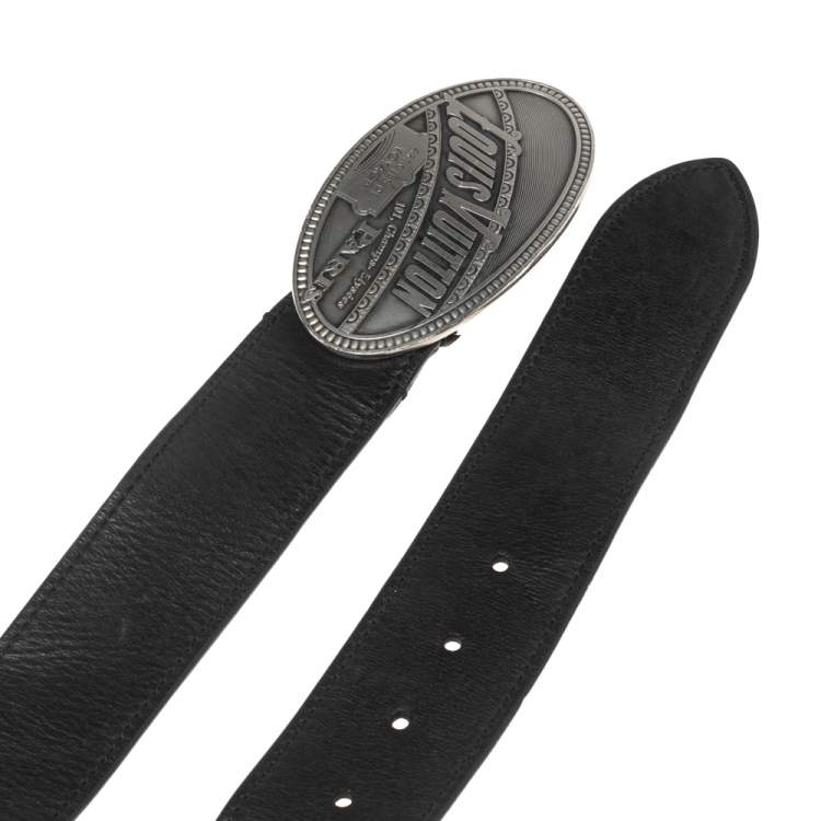 Pre Owned Louis Vuitton Black Leather El Dorado Belt 110 CM
