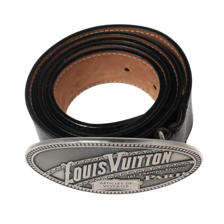 Pre Owned Louis Vuitton Black Leather El Dorado Belt 110 CM