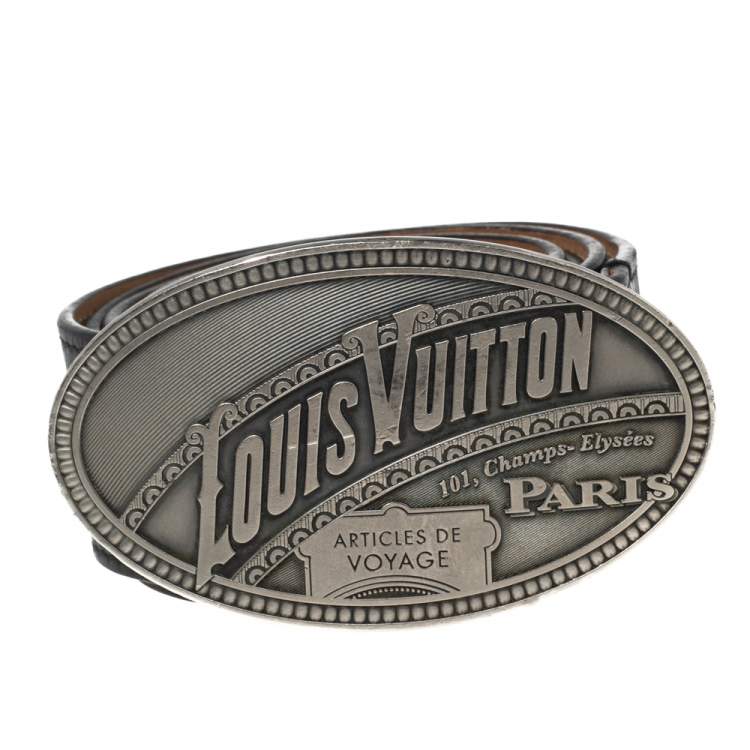 Pre Owned Louis Vuitton Black Leather El Dorado Belt 110 CM