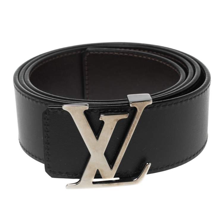 Louis Vuitton Black/Dark Brown Leather Initiales Reversible Belt 100CM Louis  Vuitton
