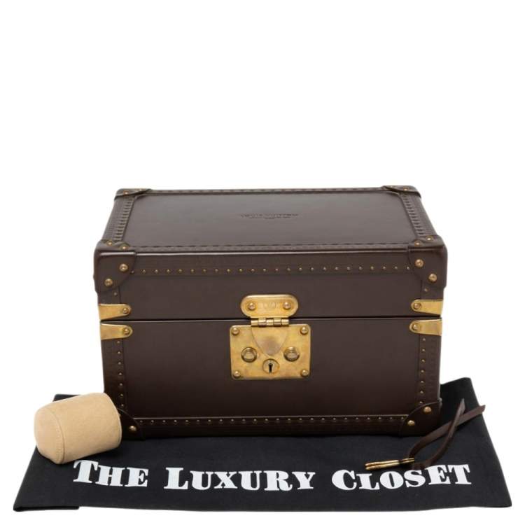 Pre Owned Louis Vuitton Brown Leather Watch and Jewelry Boite Montre Case