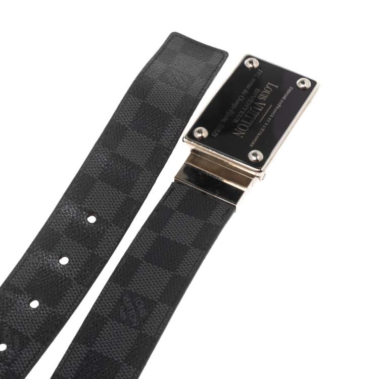 Pre Owned Louis Vuitton Black Damier Graphite Canvas Inventeur Belt 85CM