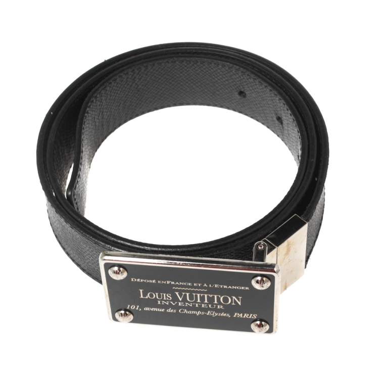 Pre Owned Louis Vuitton Black Damier Graphite Canvas Inventeur Belt 85CM