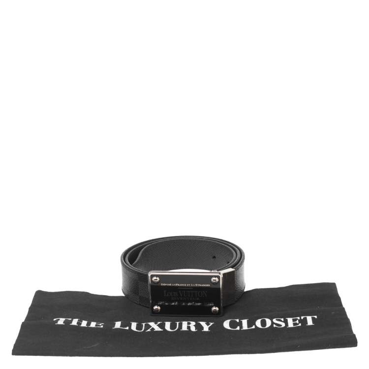 Pre Owned Louis Vuitton Black Damier Graphite Canvas Inventeur Belt 85CM