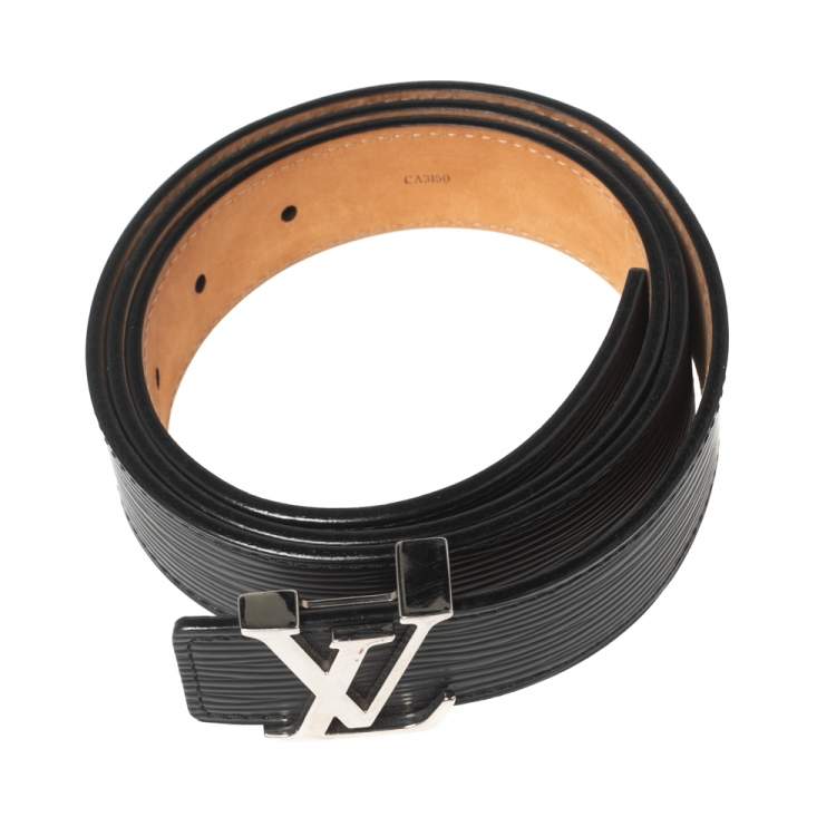 Pre Owned Louis Vuitton Black Epi Leather LV Initiales Belt  95CM
