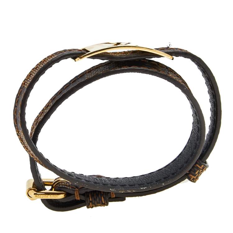 Pre Owned Louis Vuitton Sign It Damier Canvas Double Wrap Bracelet 19