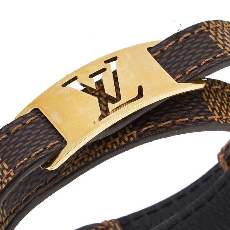 Pre Owned Louis Vuitton Sign It Damier Canvas Double Wrap Bracelet 19
