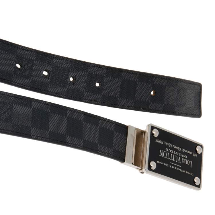 مملوكة مسبقًا Louis Vuitton Black Damier Graphite Canvas Inventeur Reversible Belt 90CM