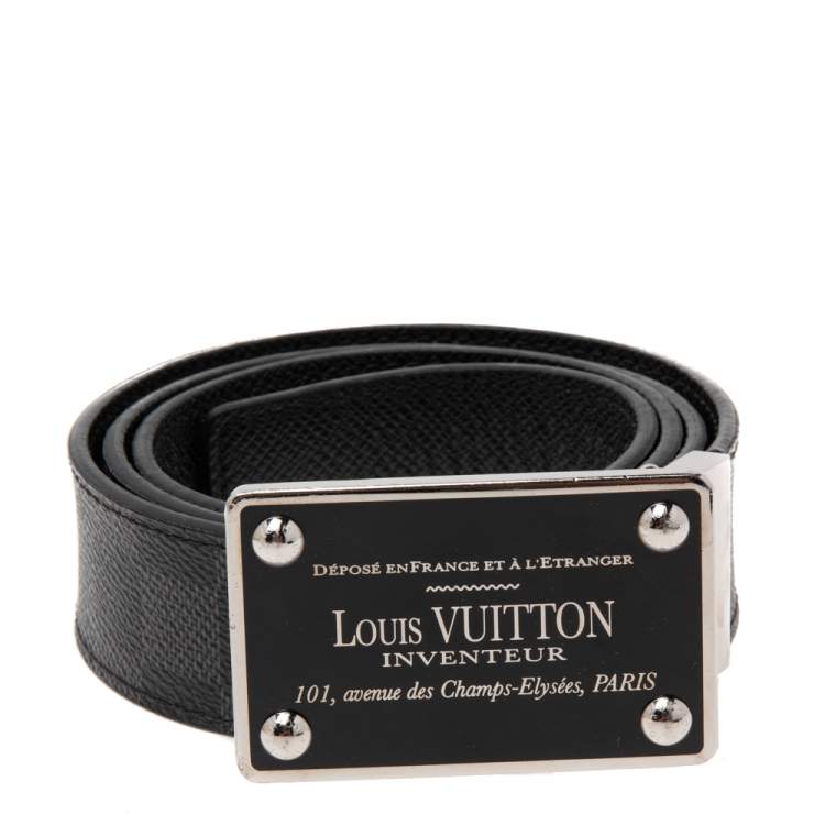 مملوكة مسبقًا Louis Vuitton Black Damier Graphite Canvas Inventeur Reversible Belt 90CM