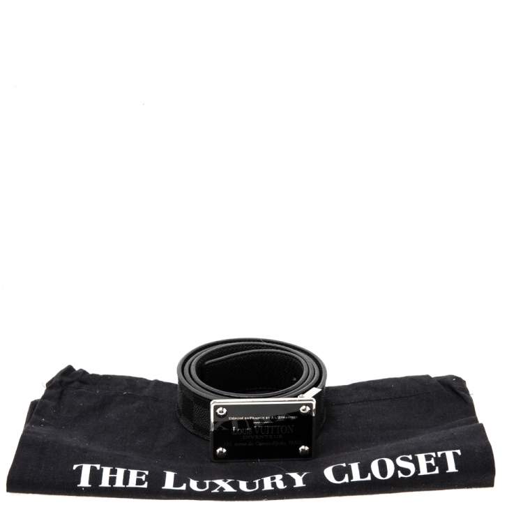 مملوكة مسبقًا Louis Vuitton Black Damier Graphite Canvas Inventeur Reversible Belt 90CM