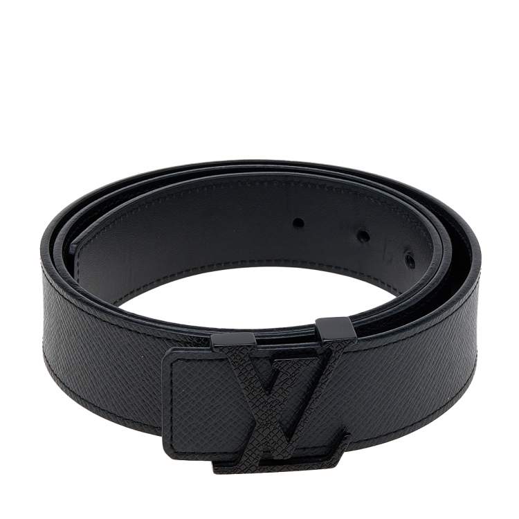 Louis Vuitton LV Initiales Reversible Belt Monogram Eclipse Taiga 40MM  Black for Men