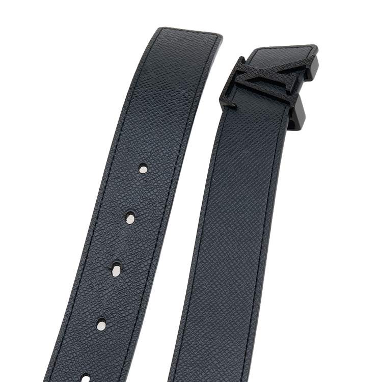 Pre Owned Louis Vuitton Black Taiga Leather LV Initiales Belt 90 CM