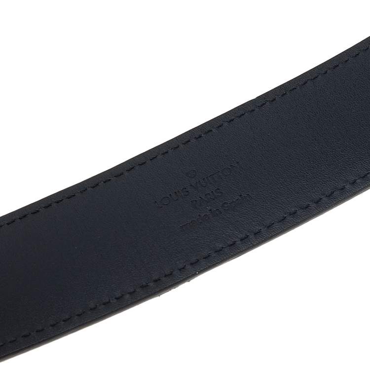 Pre Owned Louis Vuitton Black Taiga Leather LV Initiales Belt 90 CM