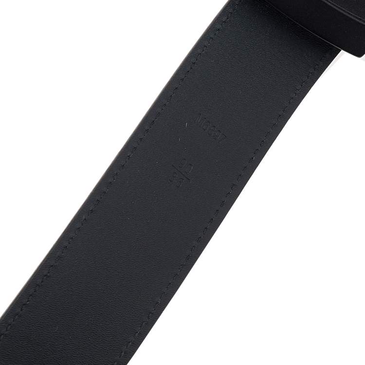 Pre Owned Louis Vuitton Black Taiga Leather LV Initiales Belt 90 CM