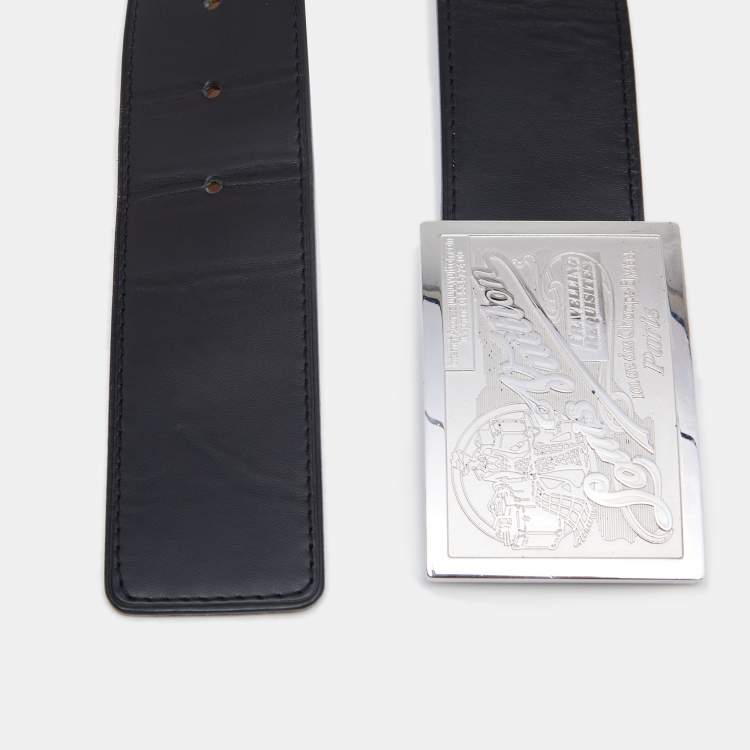 Pre Owned Louis Vuitton Black Leather Travelling Requisites Belt 95CM