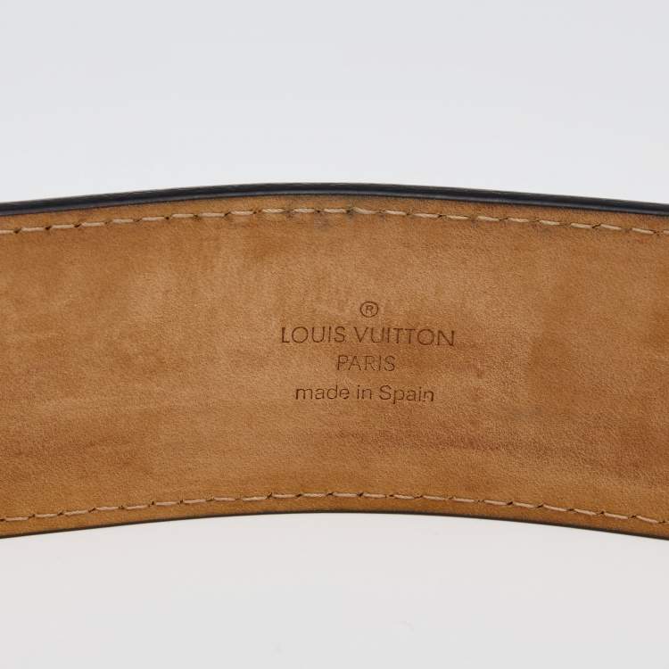 Pre Owned Louis Vuitton Black Leather Travelling Requisites Belt 95CM