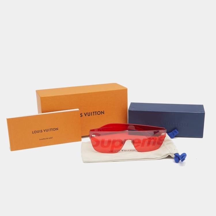 Pre Owned Louis Vuitton x Supreme Red Z0985U City Mask Shield Sunglasses