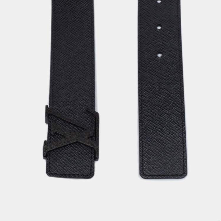 Pre Owned Louis Vuitton Black Taiga Leather LV Initiales Belt 95CM