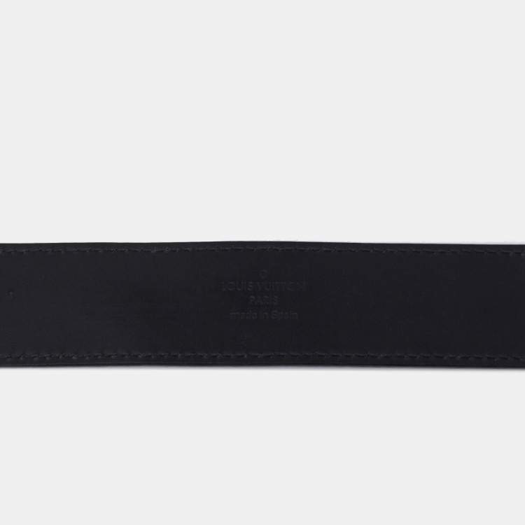 Pre Owned Louis Vuitton Black Taiga Leather LV Initiales Belt 95CM