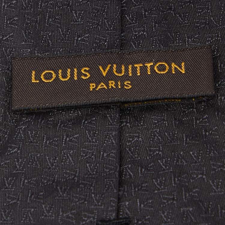 Pre Owned Louis Vuitton Black Logo Jacquard Silk Tie