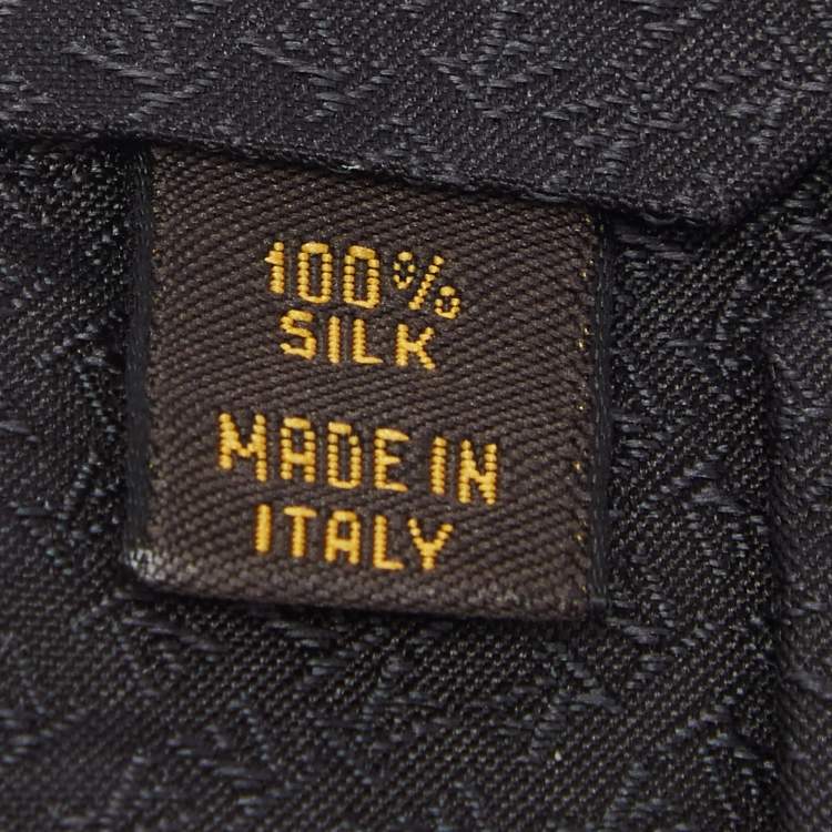 Pre Owned Louis Vuitton Black Logo Jacquard Silk Tie
